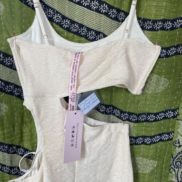 NWT Oh Polly Cream Sonora Strappy Cut Out Bodycon Midi Dress Size 4 - Picture 11 of 16